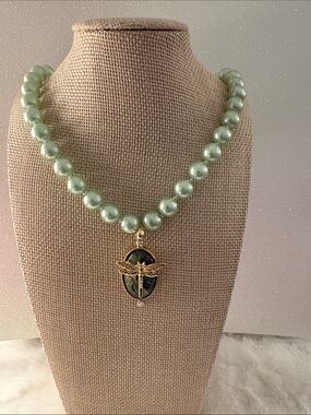 Vintage Heirloom Pearl Necklace with Gold and abalone pendant.